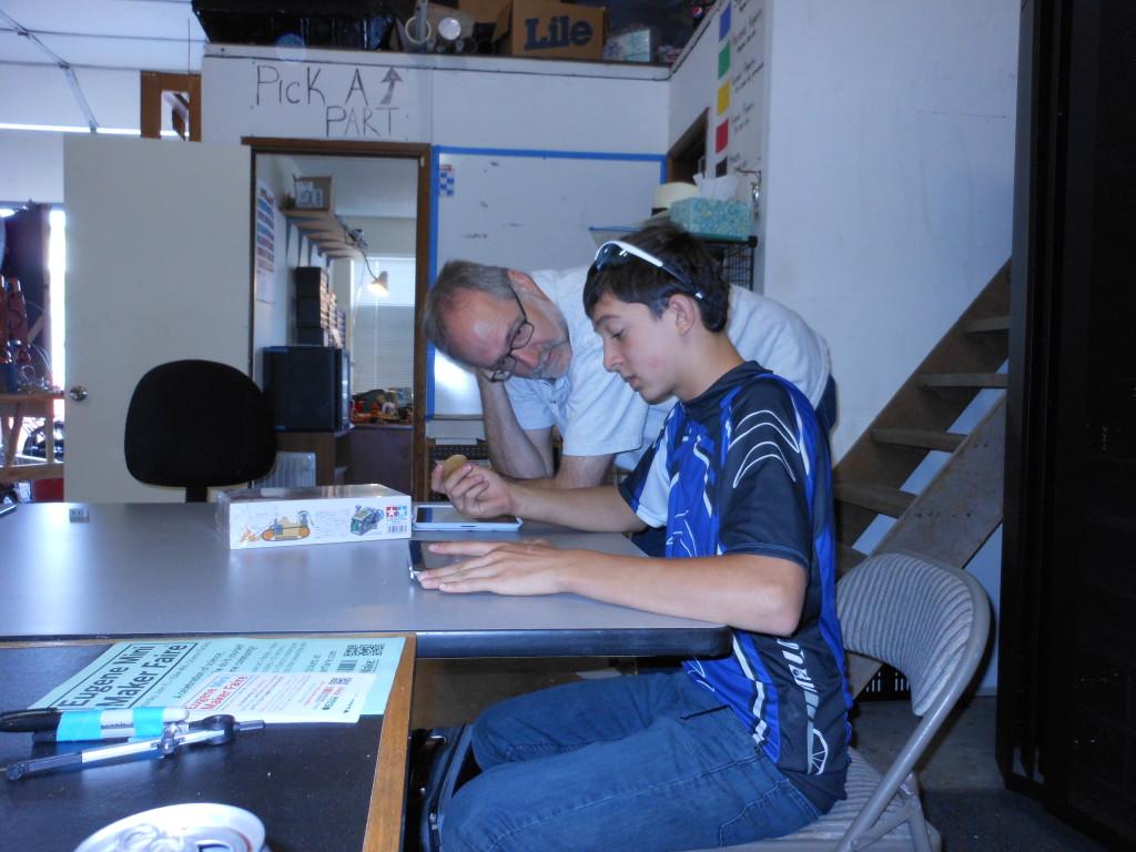 Connor working on a design
